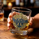 Gepersonaliseerd Old Fashioned whiskyglas van 295 ml met retro Logo initiaal en naam verjaardagscadeau voor mannen bartenders en whiskyliefhebbers