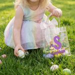 Gepersonaliseerd schattig Bunny initiaal Paasgeschenktasje met naam en strik Paasfeestgeschenk voor jongens meisjes
