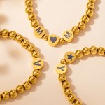 Personlig stjärna hästsko skyddande symbol pärlat armband med initialer Lucky smycken mors dag födelsedagspresent för kvinnor