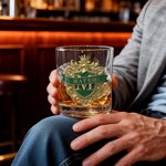 Gepersonaliseerd Old Fashioned whiskyglas van 295 ml met retro Logo initiaal en naam verjaardagscadeau voor mannen bartenders en whiskyliefhebbers