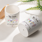 Personalised Birth Flower Plant Ceramic Pot and Bamboo Base with Name Mother's Day Gift for Grandma Mommy