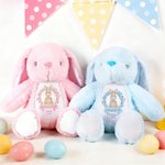 Personalised Wreath Bow Rabbit Design Stuffed Bunny Plush Toy with Name and Year First Easter Baby Shower Gift for Babies Kids
