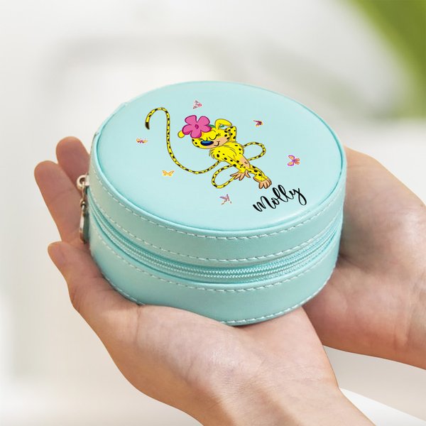 Gepersonaliseerde langstaart Marsupilami PU lederen sieraden doos met naam Verjaardag Verjaardagscadeau voor meisjes | Callie × Marsupilami ®