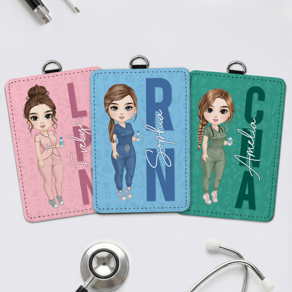 Personalizado Enfermera Doctor Personaje de dibujos animados Identificación Titular con Nombre y Ocupación Hospital Accesorios Apreciación Regalo para el personal médico