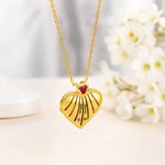 Personalised Birthstones Heart Photo Locket Necklace with Names Birthday Mother's Day Gift for Women Grandma Mom
