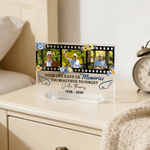 Personalised Photo Square Acrylic Plaque with Name and Date Bookshelf Display Memorial Day Gift for Those Who Has Lost a Loved One