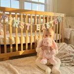 Personalised Wreath Bow Rabbit Design Stuffed Bunny Plush Toy with Name and Year First Easter Baby Shower Gift for Babies Kids