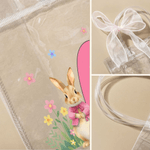 Gepersonaliseerd schattig Bunny initiaal Paasgeschenktasje met naam en strik Paasfeestgeschenk voor jongens meisjes