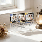 Personalised Photo Square Acrylic Plaque with Name and Date Bookshelf Display Memorial Day Gift for Those Who Has Lost a Loved One