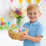 Personalizado lindo conejito pollito multicolor plástico colgante Pascua huevo adornos con nombre paquete de 12 piezas casa exterior decoración Pascua regalo para niños familia