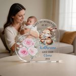Personalized Happy 1st Mother's Day Cute Animal Heart-shape Acrylic Plaque with Name Desk Decor Mother's Day Birthday Gift for Mom