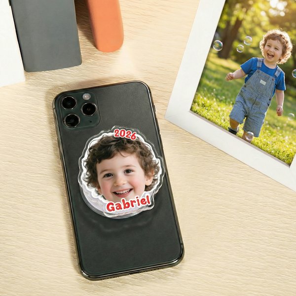 Personalised Photo Design Acrylic Magnetic Phone Grip Stand Holder with Name and Year Mobile Phone Accessories Birthday Gift for Women