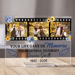 Personalised Photo Square Acrylic Plaque with Name and Date Bookshelf Display Memorial Day Gift for Those Who Has Lost a Loved One