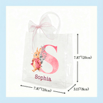 Personalised Cute Easter Bunny Transparent Gift Bag with Name and Initial Easter Party Favors Gift for Kids