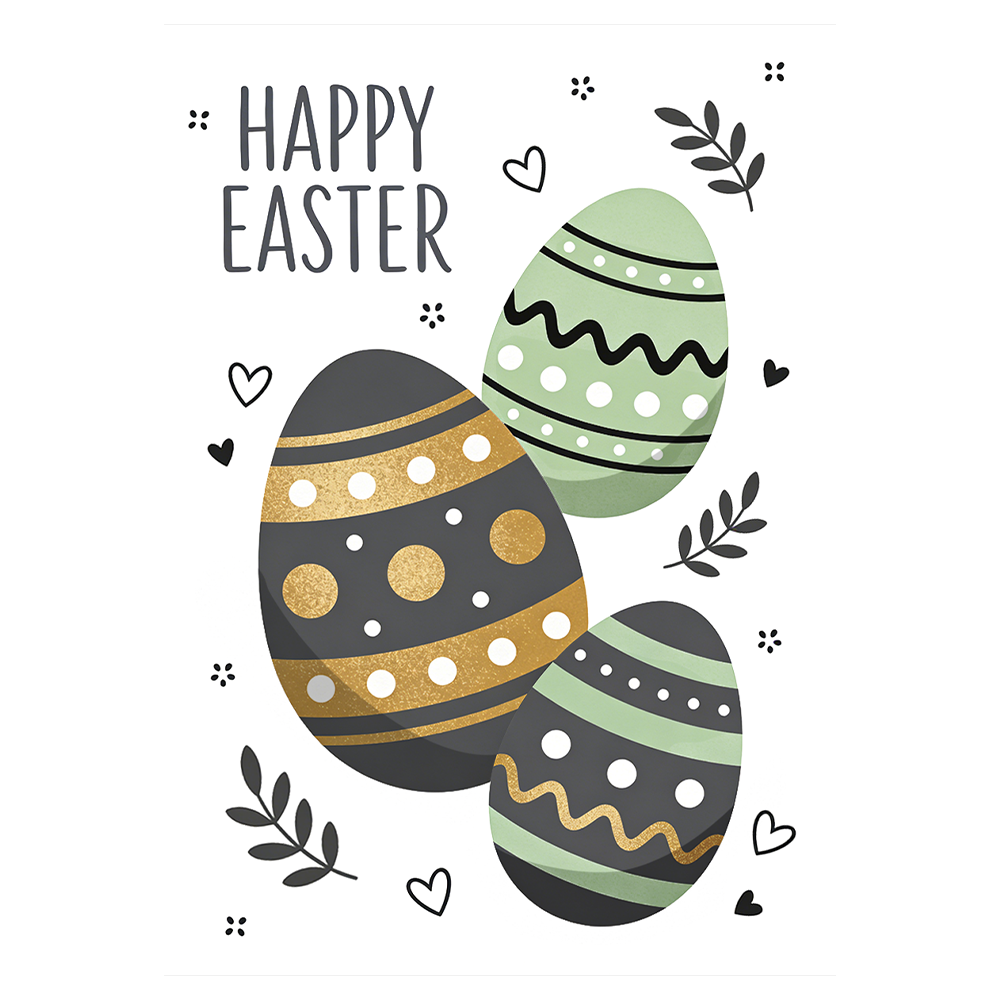 Black & Green Easter Eggs Ecard