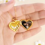 Personalised Birthstones Heart Photo Locket Necklace with Names Birthday Mother's Day Gift for Women Grandma Mom