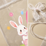Personalised Pink Bow Cute Rabbit Easter Egg Transparent Gift Bag with Name and Initial Daily Use Easter Gift for Boys Girls Children