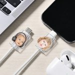 Personalized Face Photo Design Set of 2 Acrylic Cable Protector for iPhone Type-C Phone Accessory Birthday Gift for Family Friends