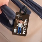 Personalized Cartoon Travel Character Luggage Tag with Name Travel Accessories Birthday Gift for Family Travel Lovers