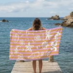 Personalised Multicolour Ocean Theme Stripe Oversized Quick Dry Beach Towel with Name Beach Travel Essentials Birthday Gift for Family Friend