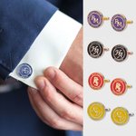 Personalisierte Manschettenknöpfe mit Kaltemaille-Finish Monogramm und Gravuren inklusive Holzbox Hochzeit Jahrestag Abschluss Geschenk für Herren