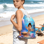 Personalised Cute 3D Diving Character Sea Animal  Drawstring Beach Backpack with Name Beach Party Birthday Gift for Kids Adults