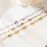 Personalized 1-6 Birthstone Sterling Silver Family Bracelet Dainty Jewellery Birthday Valentine's Day Mother's Day Gift for Women