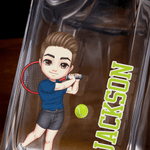 Personalized Tennis Cartoon Character Whiskey Decanter and Wooden Box Set with Name Father's Day Birthday Gift for Tennis Lover Husband