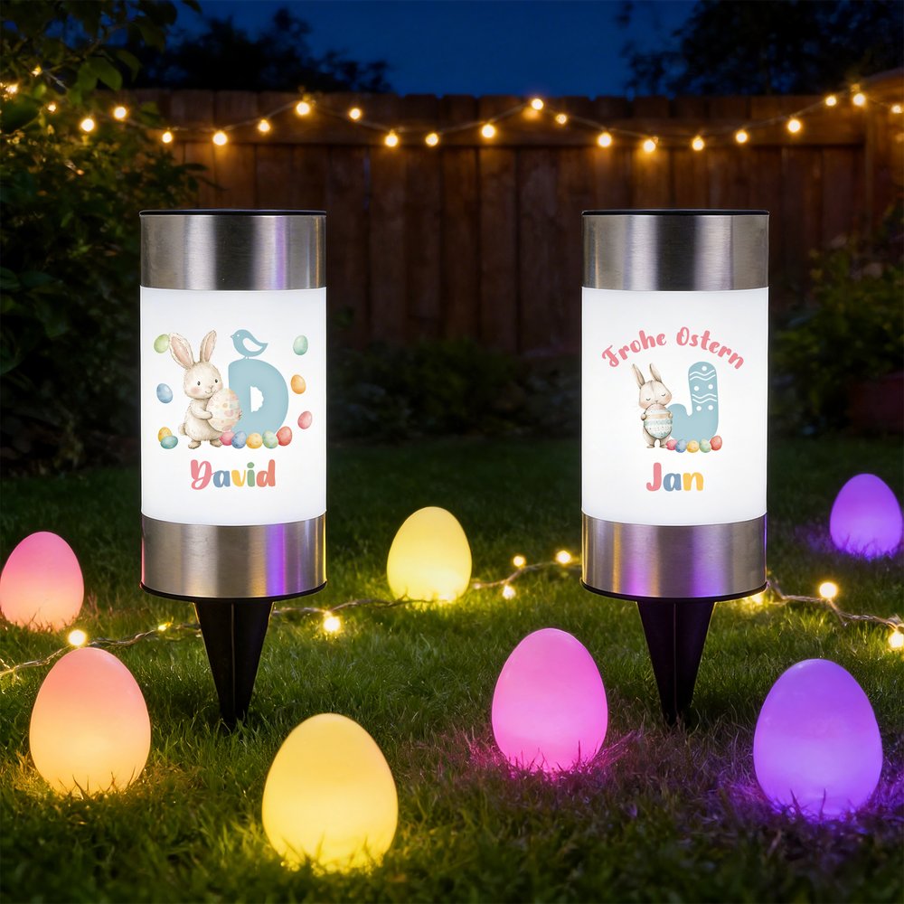 Personalisiertes wasserdichtes Osterhasen Solar Gartenlicht mit Namen und Initiale Gartendeko Alltag Ostern Party Geschenk für Familie Kinder 3