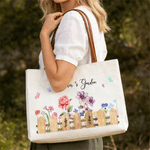 Nacimiento Personalizado Flor Bolsa de lona con nombre y asa Cumpleaños Regalo de dama de honor para las mujeres