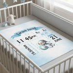Personalisierte niedliche Bär Muster erste weiche Decke mit Namen und Geburt Informationen Kinderzimmer Zimmer Dekoration Geburtstagsgeschenk für Neugeborene werfen