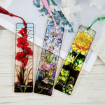 Personalised Birth Flower Stained Glass Acrylic Bookmark with Name and Tassel Reading Accessories Birthday Gift for Book Lovers