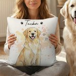 Gepersonaliseerd Aquarel Huisdier Foto Hart Paw Print Zacht Kussenhoes met Naam Adoptie Verjaardag Cadeau voor Kat Hond Huisdier Eigenaar