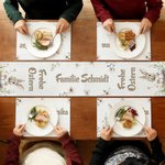 Personalisiertes Oster-Tischset inklusive Tischläufer und Platzsets mit Aquarell Osterhasen Namen und Wunschtext Tischdeko Ostern Geschenk für Familie