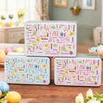 Personlig søt Peter Rabbit Radish Word Cloud Biscuit Tin Oppbevaringsboks med navn Daglig bruk Påskegave til gutter Jenter