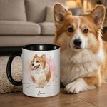Personalized Watercolour Style Pet Photo Heartwarming Text 11 oz 15 oz Ceramic Mug with Names Daily Use Birthday Gift for Pet Owner Lover