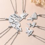 Personalized Exquisite Heart Puzzle 2-8 Pcs Necklace with Engraved Names Birthday Anniversary Mother's Day Gift for Family Friends Couples