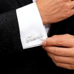 Personalisierte Unterschrift Manschettenknöpfe mit Wunschnamen | 2-teiliges Set | Herren-Accessoire | Schmuck | Hochzeit Jahrestag Geschenk für Männer