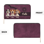 Henkilökohtainen 3D Cartoon Dog Retro Heart PU Nahka käsi lompakko nimi ja vetoketju Päivittäinen käyttö Syntymäpäivä Äitienpäivä lahja lemmikkieläinten omistaja rakastaja