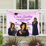 Personalised 1-6 Photos Multicolour Graduation Tapestry Banner with Name and Year Graduation Celebration Party Decor Gift for Graduates Family Friends