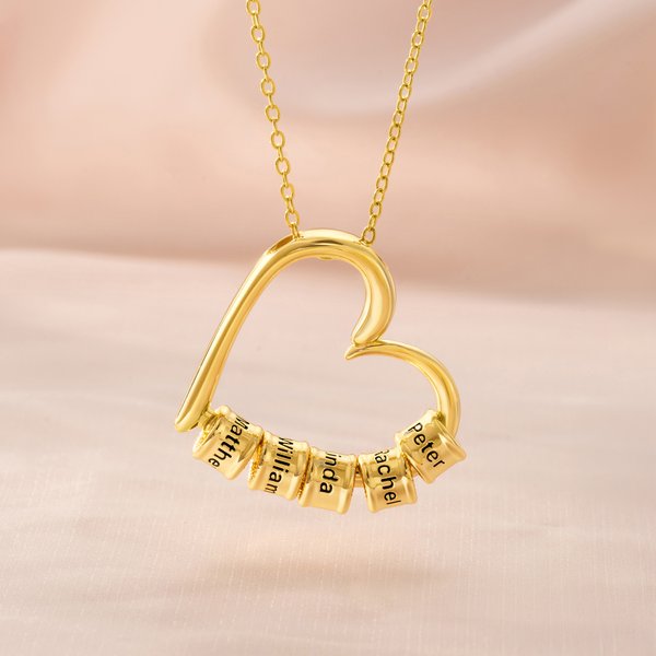 Personalised Circular Openable Hollow Family Heart Necklace with 1-5 Engraved Name Pendants Dainty Jewellery Anniversary Mother’s Day Gift for Women