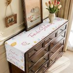 Personalisiertes Oster-Tischset inklusive Tischläufer und Platzsets mit Aquarell Osterhasen Namen und Wunschtext Tischdeko Ostern Geschenk für Familie