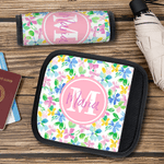 Personalised Summer Tropical Flowers Monogram Luggage Handle Cover with Name Suitcase Travel Accessories Birthday Gift for Travel Lovers Friends