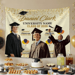 Personalised 1-6 Photos Multicolour Graduation Tapestry Banner with Name and Year Graduation Celebration Party Decor Gift for Graduates Family Friends