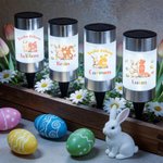 Personalisiertes wasserdichtes Osterhasen Solar Gartenlicht mit Namen und Initiale Gartendeko Alltag Ostern Party Geschenk für Familie Kinder 4