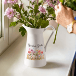 Personalisierte Keramikvase im Aquarell-Stil | bis zu 7 Geburtsblumen und Namen | in 3 Varianten erhältlich | Muttertag Geschenk für Frauen Familie