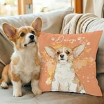 Gepersonaliseerd Aquarel Huisdier Foto Hart Paw Print Zacht Kussenhoes met Naam Adoptie Verjaardag Cadeau voor Kat Hond Huisdier Eigenaar