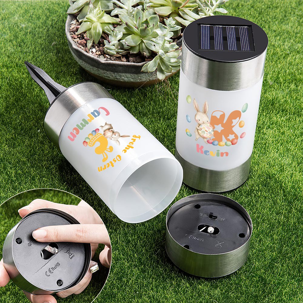 Personalisiertes wasserdichtes Osterhasen Solar Gartenlicht mit Namen und Initiale Gartendeko Alltag Ostern Party Geschenk für Familie Kinder 8