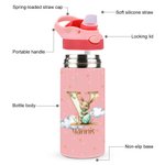 Conejito de Pascua Personalizado Estrella con Inicial Nombre 12 oz Botella de Agua Aislante con Asa y Pajita de Silicona Pascua Regalo Escolar para Niños Niños