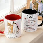 Personalized Watercolour Style Pet Photo Heartwarming Text 11 oz 15 oz Ceramic Mug with Names Daily Use Birthday Gift for Pet Owner Lover